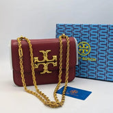 Tory Burch Elannor Premium Shoulder Bag With OG Box Dust Bag 112 Wine