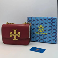 Tory Burch Elannor Premium Shoulder Bag With OG Box Dust Bag 112 Wine