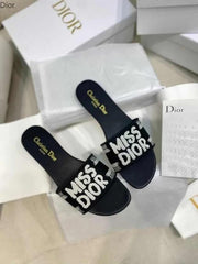Miss Dior Premium Dway Slide With OG Box & Carry Bag Black 1057