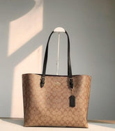 Coach Mollie Tote Signature Bag Premium Quality With Dust Bag Khakhi Black 5500