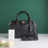 Coach Darcie Carry all Signature Canvas Black color scheme With OG Box Dust Cover 2387 All Black