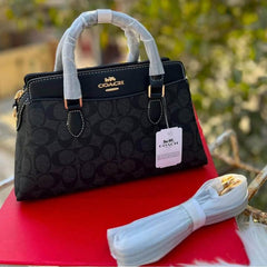 Coach Darcie Carry all Signature Canvas Black color scheme With OG Box Dust Cover 2387 All Black