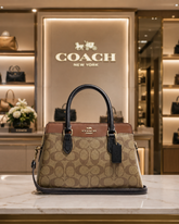Coach Darcie Carry all Signature Canvas Apricot Brown color scheme With OG Box Dust Cover 2387 Apricot Brown