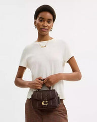 Coach Tabby Top Handle Bag Coffee With Quilting With OG Box Dust Cover & Carry Bag 9922 Coffee