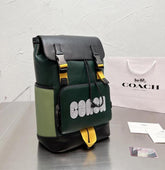Coach Track Backpack Color block Jungle Green Signature Canvas & High Quality Leather With Dust Cover & Carry Bag G69120