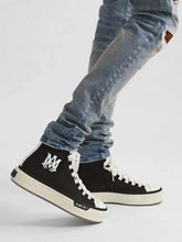 AMIRI Ma court leather trimmed canvas high top sneakers black official 2025 latest colour store article UA QUALITY