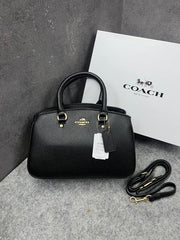 Coach Savannah Carry all Signature Black Leather Bag With OG Box Dust Cover & Carry Bag 2506 All lack