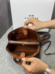 Coach Savannah Carry all Signature Apricot Brown Leather Bag With OG Box Dust Cover & Carry Bag 2506 Apricot Brown