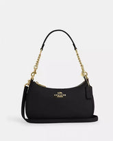 Coach Teri Black Leather Shoulder Bag With OG Box Dust Cover Black Leather