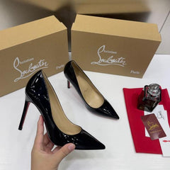 Christian Louboutin Miss Iriza 10 Black Z Heels Patent With OG Box & Dust Cover W53