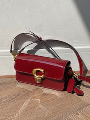 Coach Studio Baguette Red Patent Leather Shoulder Bag