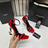 YSL Opyum Heels Premium Chilly Red Gold With OG Box 1215 1 Red