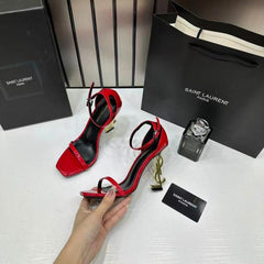 YSL Opyum Heels Premium Chilly Red Gold With OG Box 1215 1 Red