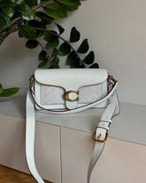Coach Tabby Shoulder Bag 26 White Apricot Print Leather Dual Strap With OG Double Box High Quality White Apricot Print 80626