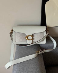Coach Tabby Shoulder Bag 26 White Apricot Print Leather Dual Strap With OG Double Box High Quality White Apricot Print 80626