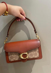 Coach Tabby Shoulder Bag 26 Caramel Print Leather Dual Strap With OG Double Box High Quality Caramel Print 80626