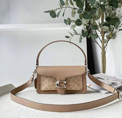 Coach Tabby Shoulder Bag 26 Black Apricot Print Leather Dual Strap With OG Double Box High Quality Black Apricot Print 80626