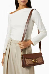 Coach Tabby Shoulder Bag 26 Dark Brown Print Leather Dual Strap With OG Double Box High Quality Dark Brown Print 80626