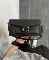 Coach Tabby Shoulder Bag 26 Black Apricot Print Leather Dual Strap With OG Double Box High Quality Black Black Apricot Print 80626