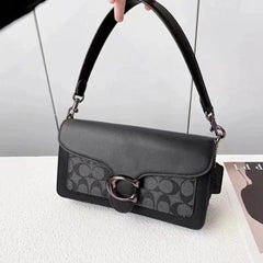 Coach Tabby Shoulder Bag 26 Black Apricot Print Leather Dual Strap With OG Double Box High Quality Black Black Apricot Print 80626
