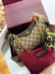 Gucci Ophidia GG Supreme Shoulder Bag With OG Box Dust Cover & Carry Bag G735132 Coffee Brown Strawberry