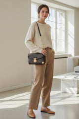 Louis Vuitton Trunkie East West Signature Monogram Leather Shoulder Bag With OG Box Dust Cover & Carry Bag M81668 Monochrome Coffee Brown