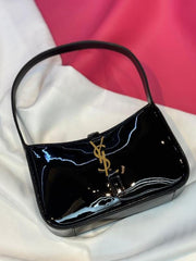YSL Saint Laurent Hobo Glossy Black Gold Leather Shoulder Bag With OG Box & Dust Bag 862-1 Black Gold