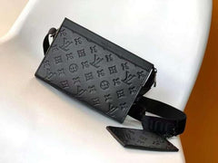 Louis Vuitton Gaston Wearable Clutch Wallet Unisex Bag Black Monogram Shadow Leather With OG Box Dust Cover & Carry Bag M0906 Black