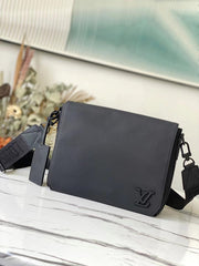 Louis Vuitton Takeoff Messenger PM Bag In Black Cowhide Leather With OG Box & Dust Cover 57080