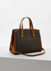 Michael Kors Chantal edium Logo Satchel Bag With Dust Bag Coffee Brown 100817
