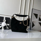 Chanel CB Noir Ligne Elancee Shoulder Maxi Bag Suede Black With Original Carry Bag Dustcover Tags C8323