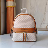 Michael Kors 908 Beige Brown CB Signature Edition Medium Backpack With Carry Bag & Dust Cover Beige Brown