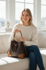 Michael Kors CB Bucket Coffee Brown With Dust Cover Carry Bag 168 Coffee Brown