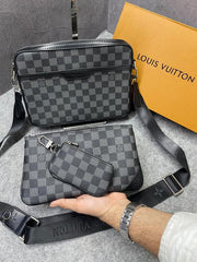 Louis Vuitton LV M45320 Virgil Abloh Trio Messenger Multi Crossbody Bag With OG Box & Dust Bag Grid Grey Hague