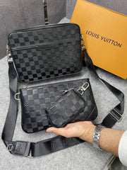 Louis Vuitton LV M45320 Virgil Abloh Trio Messenger Multi Crossbody Bag With OG Box & Dust Bag Grid Grey Hague