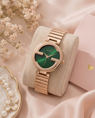 Gucci Interlocking G Plane Ring Rose Gold Green