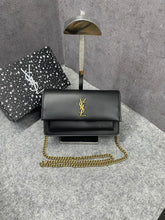 Ysl Sunset Black Small Shoulder Bag With OG Box & Dust Cover 8878 Black