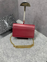 Ysl Sunset Wine Small Shoulder Bag With OG Box & Dust Cover 8878 Wine