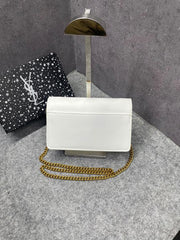 Ysl Sunset White Small Shoulder Bag With OG Box & Dust Cover 8878 White