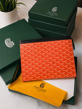 Goyard Senat Clutch Orange Pouch Signature Chevron With OG Box & Dust Cover 61692 Orange