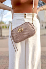 Gucci GG Marmont Camera Small Leather Shoulder Bag Black With Dust Cover & Carry Bag 1733 Pink