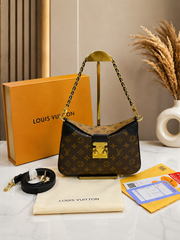 Louis Vuitton Twinny Handbag Brown Black Monogram Canvas With OG Box Dust Cover & Carry Bag 9055 Monogram with Black