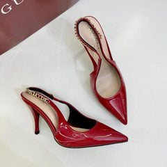 Gucci Signoria Patent Leather Slingback Pump Glossy Cherry Red With OG Box & Carry Bag 129-4 Red Cherry