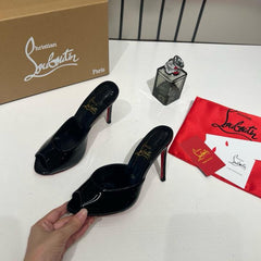 Christian Louboutiin Me Dolly Mules Patent Leather Black With OG Box & Dust Cover W54 Black