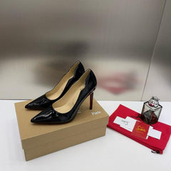 Christian Loubouttin Miss Iriza 10 Black Z Heels Patent With OG Box & Dust Cover NW53