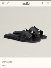 Hermes Paris Oran Black Flats For Her With OG Box & Carry Bag Slide Black