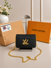 Louis Vuitton Twist MM Bag Crafted Epi Leather Sling Chain Strap With OG Double Dust Cover & Carry Bag Black 43662