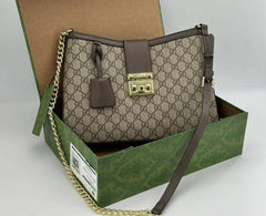 Gucci GG Padlock Medium Shoulder Bag With OG Box & Dust Bag 760688 Khakhi