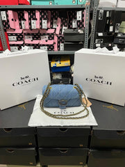 Coach Quilted Denim Tabby Small Shoulder Bag Denim Blue With OG Box & Dust Cover 701 Denim