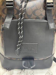 Coach Rivington Signature Classic Canvas Monogram Backpack With Dust Bag (Coffee-Black)